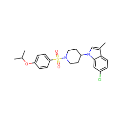 Cc1cn(C2CCN(S(=O)(=O)c3ccc(OC(C)C)cc3)CC2)c2cc(Cl)ccc12 ZINC000169699807