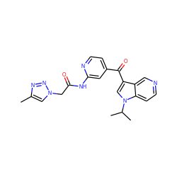 Cc1cn(CC(=O)Nc2cc(C(=O)c3cn(C(C)C)c4ccncc34)ccn2)nn1 ZINC001772639084