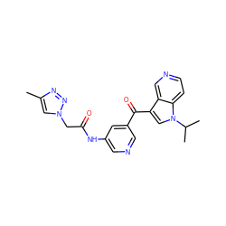 Cc1cn(CC(=O)Nc2cncc(C(=O)c3cn(C(C)C)c4ccncc34)c2)nn1 ZINC001772611099