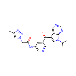 Cc1cn(CC(=O)Nc2cncc(C(=O)c3cn(C(C)C)c4ncncc34)c2)nn1 ZINC000169707714