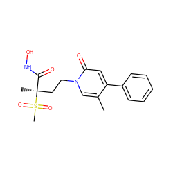 Cc1cn(CC[C@](C)(C(=O)NO)S(C)(=O)=O)c(=O)cc1-c1ccccc1 ZINC000084618994