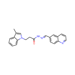 Cc1cn(CCC(=O)N/N=C/c2ccc3ncccc3c2)c2ccccc12 ZINC000115597129