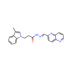 Cc1cn(CCC(=O)N/N=C/c2ccc3ncccc3n2)c2ccccc12 ZINC000115598341