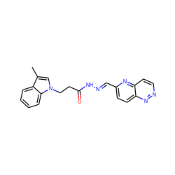 Cc1cn(CCC(=O)N/N=C/c2ccc3nnccc3n2)c2ccccc12 ZINC000201719727