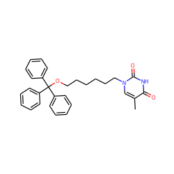 Cc1cn(CCCCCCOC(c2ccccc2)(c2ccccc2)c2ccccc2)c(=O)[nH]c1=O ZINC000036093418