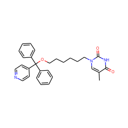 Cc1cn(CCCCCCOC(c2ccccc2)(c2ccccc2)c2ccncc2)c(=O)[nH]c1=O ZINC000035305214