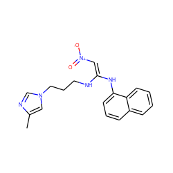 Cc1cn(CCCN/C(=C\[N+](=O)[O-])Nc2cccc3ccccc23)cn1 ZINC000169703304