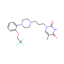 Cc1cn(CCCN2CCN(c3ccccc3OCC(F)(F)F)CC2)c(=O)[nH]c1=O ZINC000013490011