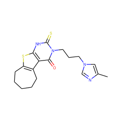 Cc1cn(CCCn2c(=S)[nH]c3sc4c(c3c2=O)CCCCC4)cn1 ZINC000138362749