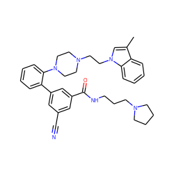 Cc1cn(CCN2CCN(c3ccccc3-c3cc(C#N)cc(C(=O)NCCCN4CCCC4)c3)CC2)c2ccccc12 ZINC000231558920