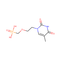 Cc1cn(CCOCP(=O)(O)O)c(=O)[nH]c1=O ZINC000029126737