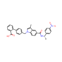 Cc1cn(Cc2ccc(-c3ccccc3C(=O)O)cc2)c2ccc(C(=O)N[C@@H](C)c3ccc([N+](=O)[O-])cc3)cc12 ZINC000198620328