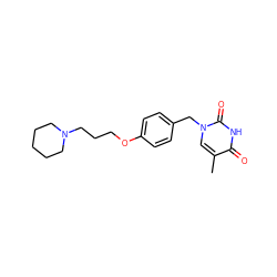 Cc1cn(Cc2ccc(OCCCN3CCCCC3)cc2)c(=O)[nH]c1=O ZINC000299827648