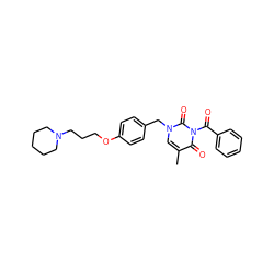 Cc1cn(Cc2ccc(OCCCN3CCCCC3)cc2)c(=O)n(C(=O)c2ccccc2)c1=O ZINC000299828750