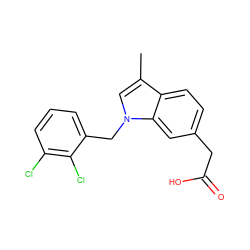 Cc1cn(Cc2cccc(Cl)c2Cl)c2cc(CC(=O)O)ccc12 ZINC000205665703