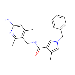 Cc1cn(Cc2ccccc2)cc1C(=O)NCc1c(C)cc(N)nc1C ZINC000114077800