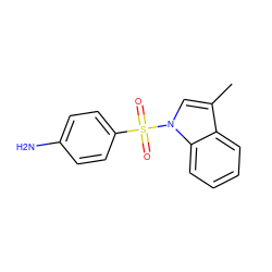 Cc1cn(S(=O)(=O)c2ccc(N)cc2)c2ccccc12 ZINC000013553366