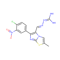 Cc1cn2c(/C=N/N=C(N)N)c(-c3ccc(Cl)c([N+](=O)[O-])c3)nc2s1 ZINC000005892909