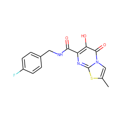 Cc1cn2c(=O)c(O)c(C(=O)NCc3ccc(F)cc3)nc2s1 ZINC000064528390