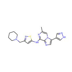 Cc1cn2c(-c3cn[nH]c3)cnc2c(Nc2cc(CN3CCCCC3)ns2)n1 ZINC000066100059