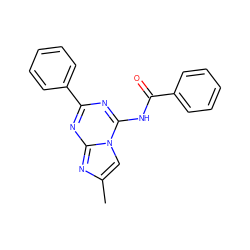 Cc1cn2c(NC(=O)c3ccccc3)nc(-c3ccccc3)nc2n1 ZINC000013492001