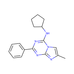 Cc1cn2c(NC3CCCC3)nc(-c3ccccc3)nc2n1 ZINC000013491994