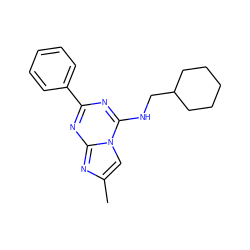 Cc1cn2c(NCC3CCCCC3)nc(-c3ccccc3)nc2n1 ZINC000013491996