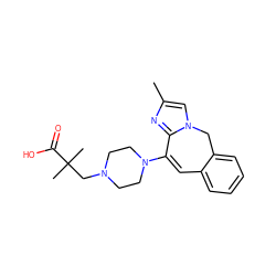 Cc1cn2c(n1)C(N1CCN(CC(C)(C)C(=O)O)CC1)=Cc1ccccc1C2 ZINC000058581985