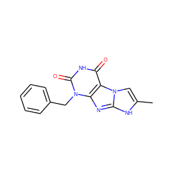 Cc1cn2c(nc3c2c(=O)[nH]c(=O)n3Cc2ccccc2)[nH]1 ZINC000040395149