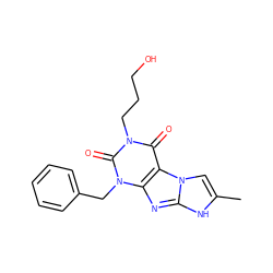 Cc1cn2c(nc3c2c(=O)n(CCCO)c(=O)n3Cc2ccccc2)[nH]1 ZINC000040876041