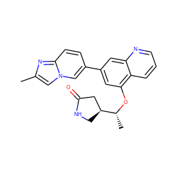 Cc1cn2cc(-c3cc(O[C@H](C)[C@H]4CNC(=O)C4)c4cccnc4c3)ccc2n1 ZINC000147820566