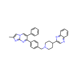 Cc1cn2cc(-c3ccccc3)c(-c3ccc(CN4CCC(c5cnc6ccccc6n5)CC4)cc3)nc2n1 ZINC000166583774