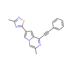 Cc1cn2cc(-c3nc(C)no3)cc2c(C#Cc2ccccc2)n1 ZINC000029125815