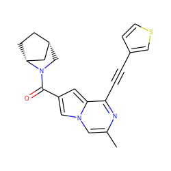 Cc1cn2cc(C(=O)N3C[C@H]4CC[C@@H]3C4)cc2c(C#Cc2ccsc2)n1 ZINC000029124968