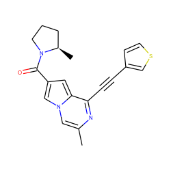 Cc1cn2cc(C(=O)N3CCC[C@H]3C)cc2c(C#Cc2ccsc2)n1 ZINC000029124910