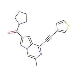 Cc1cn2cc(C(=O)N3CCCC3)cc2c(C#Cc2ccsc2)n1 ZINC000029125167