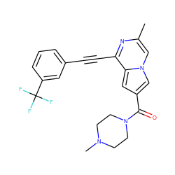 Cc1cn2cc(C(=O)N3CCN(C)CC3)cc2c(C#Cc2cccc(C(F)(F)F)c2)n1 ZINC000029125015