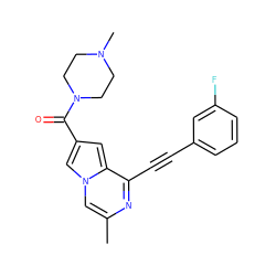 Cc1cn2cc(C(=O)N3CCN(C)CC3)cc2c(C#Cc2cccc(F)c2)n1 ZINC000029125021