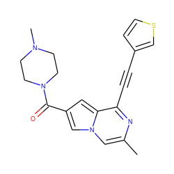 Cc1cn2cc(C(=O)N3CCN(C)CC3)cc2c(C#Cc2ccsc2)n1 ZINC000029125017