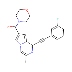 Cc1cn2cc(C(=O)N3CCOCC3)cc2c(C#Cc2cccc(F)c2)n1 ZINC000029125097