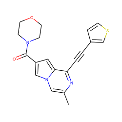 Cc1cn2cc(C(=O)N3CCOCC3)cc2c(C#Cc2ccsc2)n1 ZINC000029125093