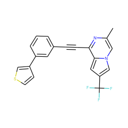 Cc1cn2cc(C(F)(F)F)cc2c(C#Cc2cccc(-c3ccsc3)c2)n1 ZINC000029125485