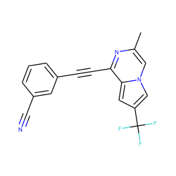 Cc1cn2cc(C(F)(F)F)cc2c(C#Cc2cccc(C#N)c2)n1 ZINC000029125405