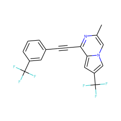 Cc1cn2cc(C(F)(F)F)cc2c(C#Cc2cccc(C(F)(F)F)c2)n1 ZINC000029125486