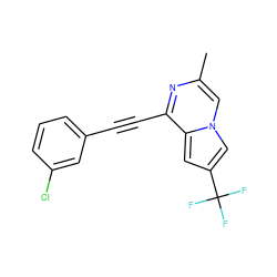 Cc1cn2cc(C(F)(F)F)cc2c(C#Cc2cccc(Cl)c2)n1 ZINC000029125450