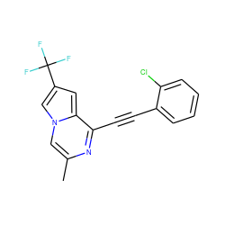 Cc1cn2cc(C(F)(F)F)cc2c(C#Cc2ccccc2Cl)n1 ZINC000029126062