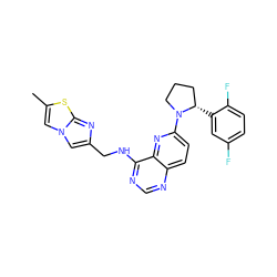 Cc1cn2cc(CNc3ncnc4ccc(N5CCC[C@@H]5c5cc(F)ccc5F)nc34)nc2s1 ZINC000169329466