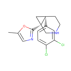 Cc1cnc([C@@]23CNCC[C@]2(c2ccc(Cl)c(Cl)c2)C3)o1 ZINC000072113012