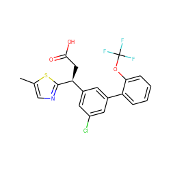 Cc1cnc([C@@H](CC(=O)O)c2cc(Cl)cc(-c3ccccc3OC(F)(F)F)c2)s1 ZINC001772573235