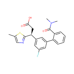 Cc1cnc([C@@H](CC(=O)O)c2cc(F)cc(-c3ccccc3C(=O)N(C)C)c2)s1 ZINC001772576371